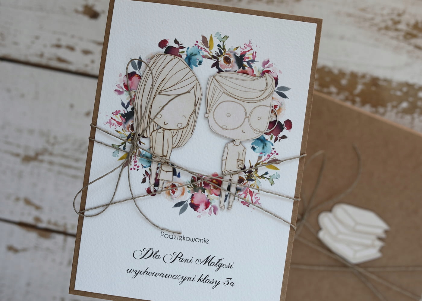 Ručně vyrobená kartička pro učitele – konec roku, den učitele