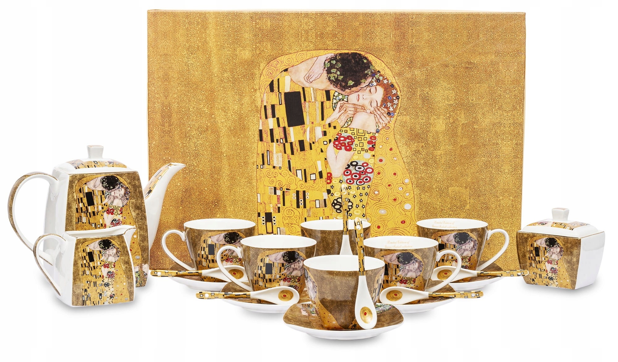 Sada Šálok 15 El Káva Čaj Gustav Klimt Bronz Sada Lyžičiek