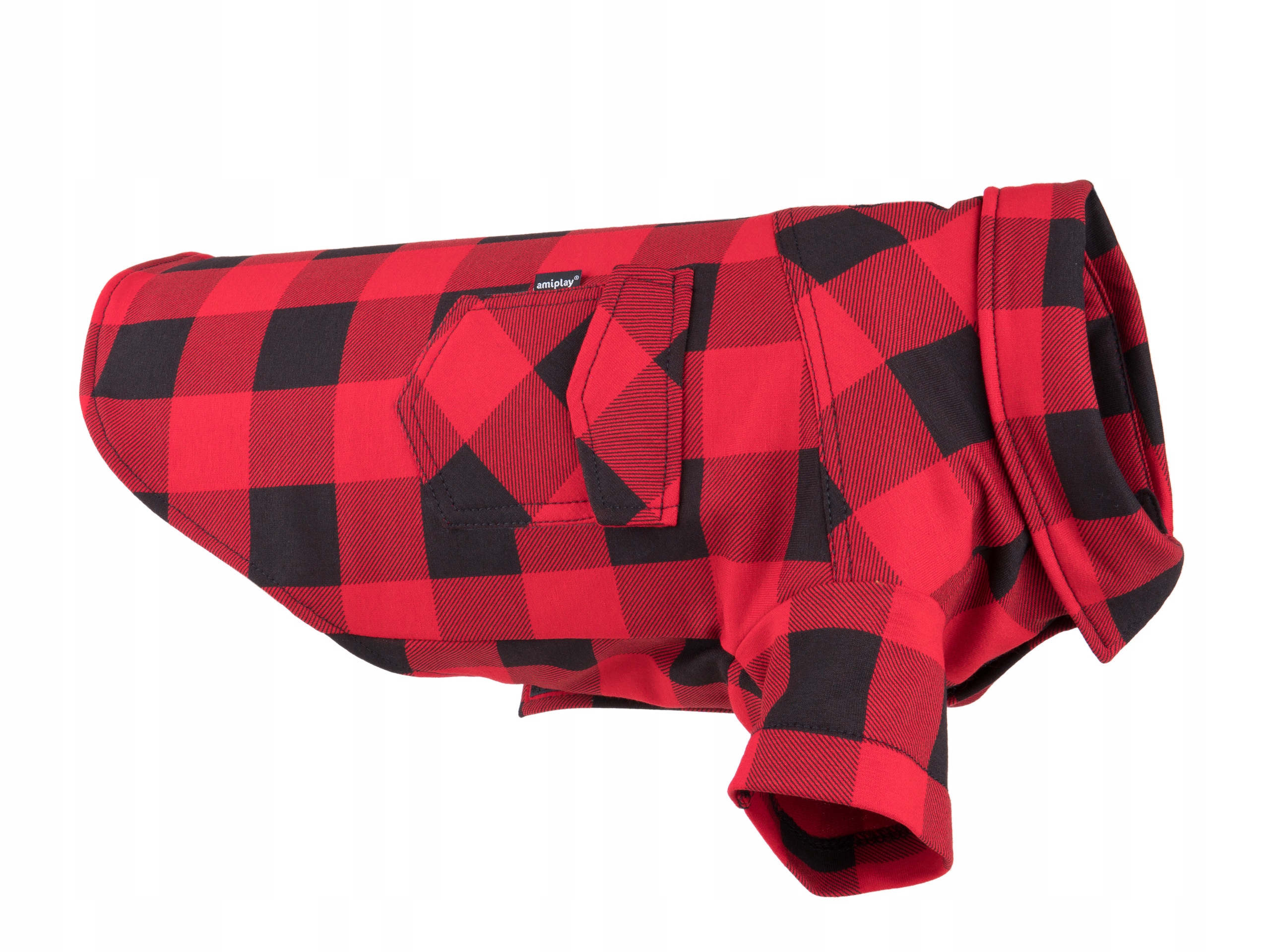 Levně amiplay Ranger kostkovaná košile pro psa 30 cm Červená