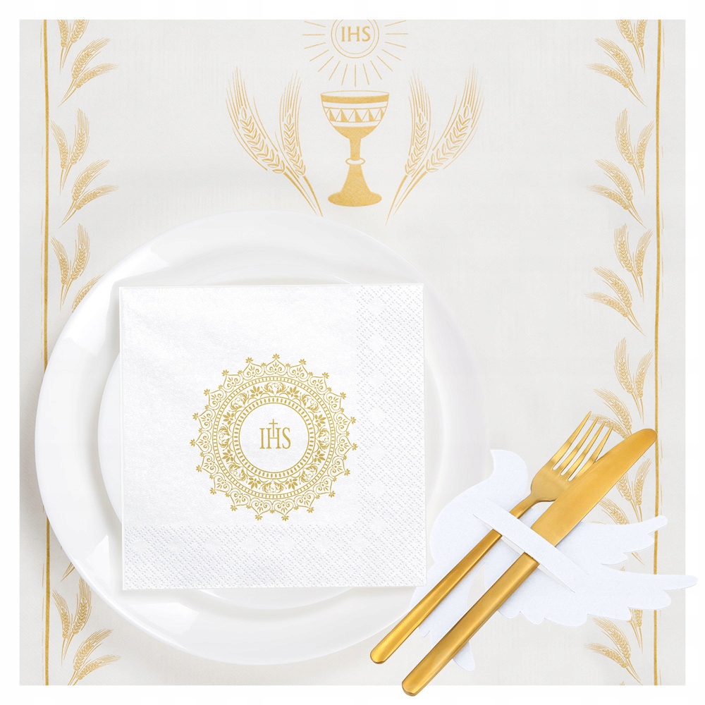 Zestaw Dekoracji Komunia Bieżnik Serwetki Na Stół