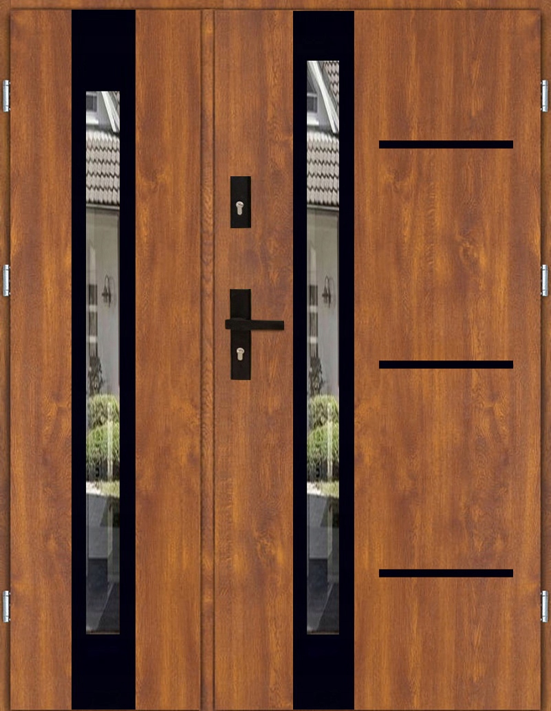 DRZWI ZEWNĘTRZNE DWUSKRZYDŁOWE INOX 4ZD3 BLACK 131CM 55MM Marka Lukar