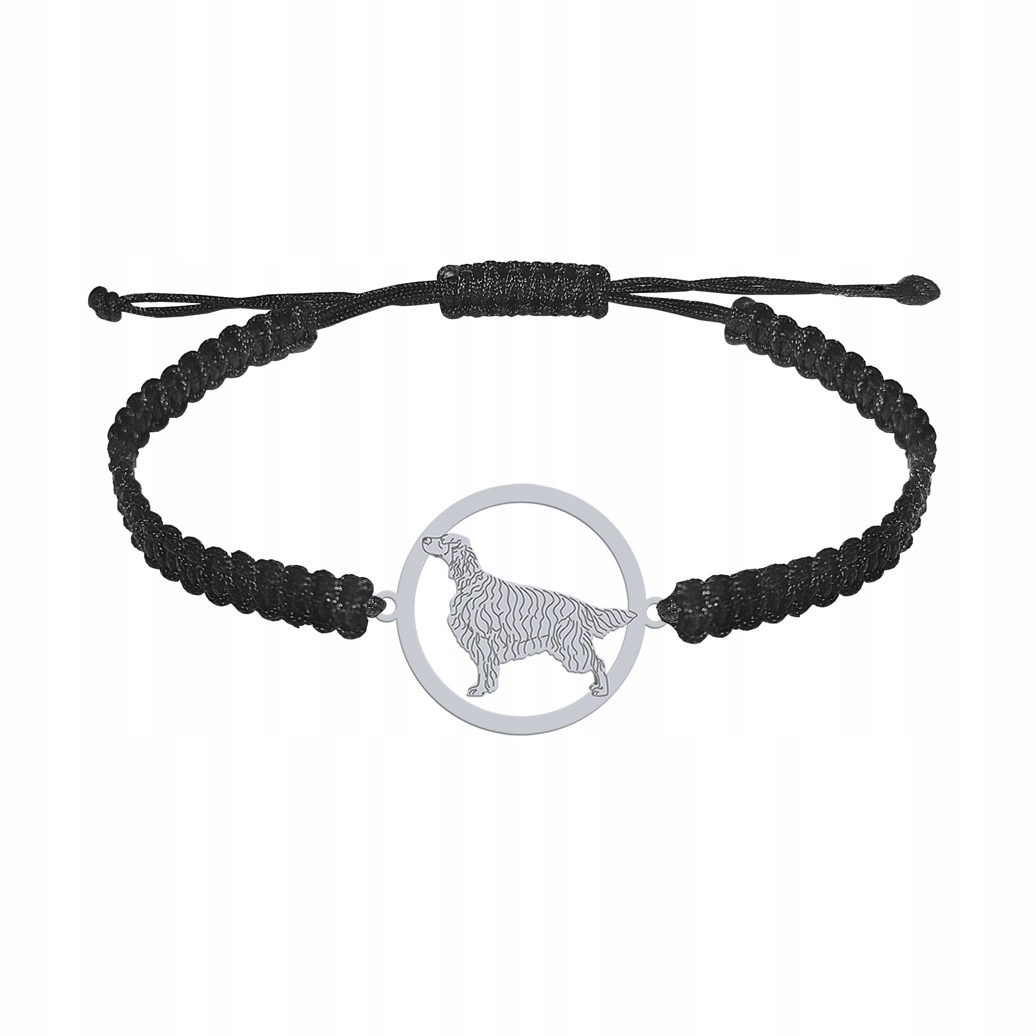 Stříbrný náramek s irským červeným setem psa 925 Makramé Šperky Gravírování