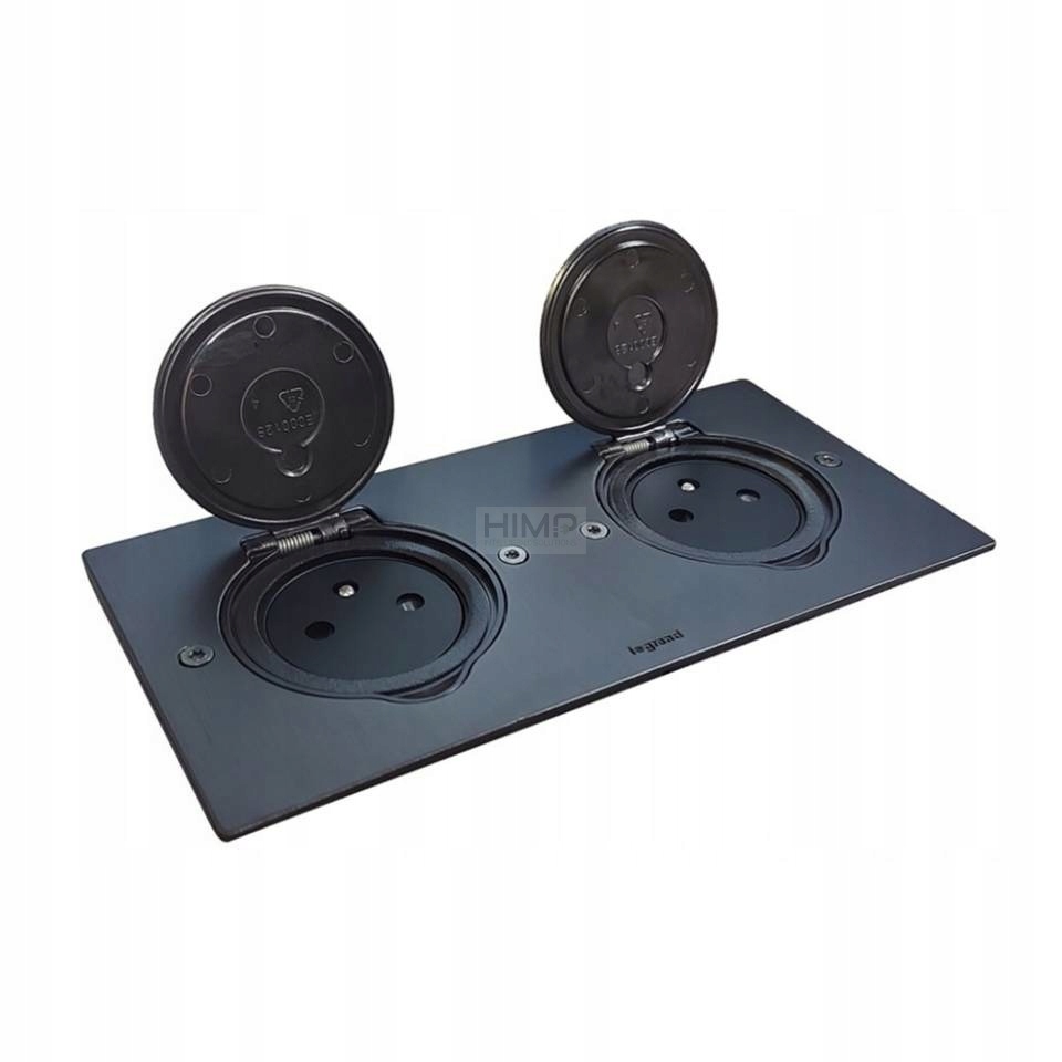 Dvojitá podlahová zásuvka IP44 Grafitová