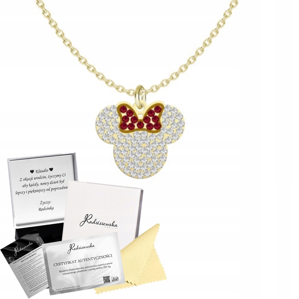 Zlatý Náhrdelník S Mickey Mousem Myška Řetízek Stříbro 925 Dárek K Přání