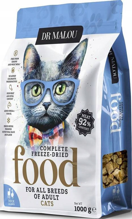 Dr Malou Freeze Dried Liofilizowana Karma z kaczką jagnięciną dla kota 1kg