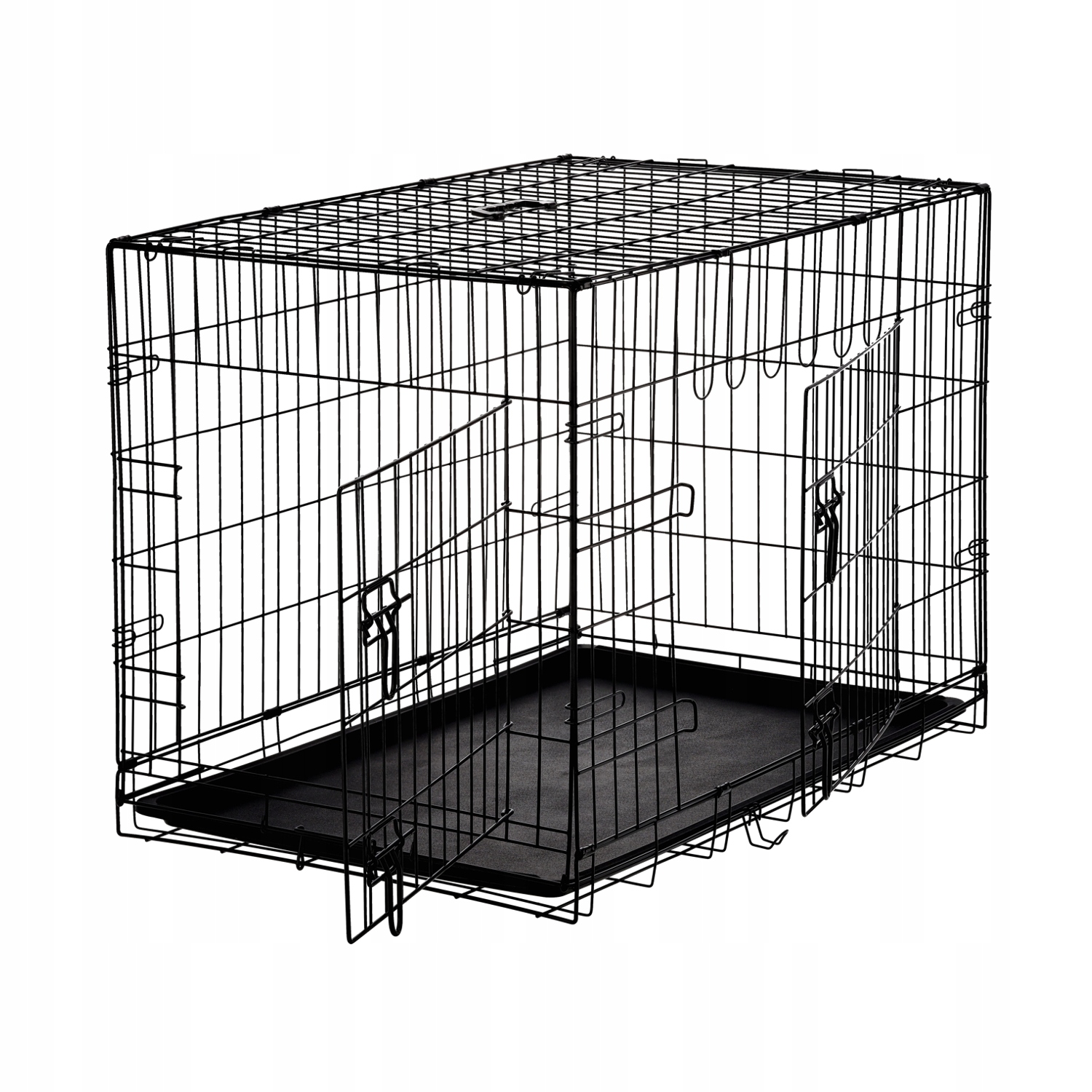 Klatka Kennelowa L 76x45x51 cm dla Psa – Dwudrzwiowa, Składana, Metalowa z