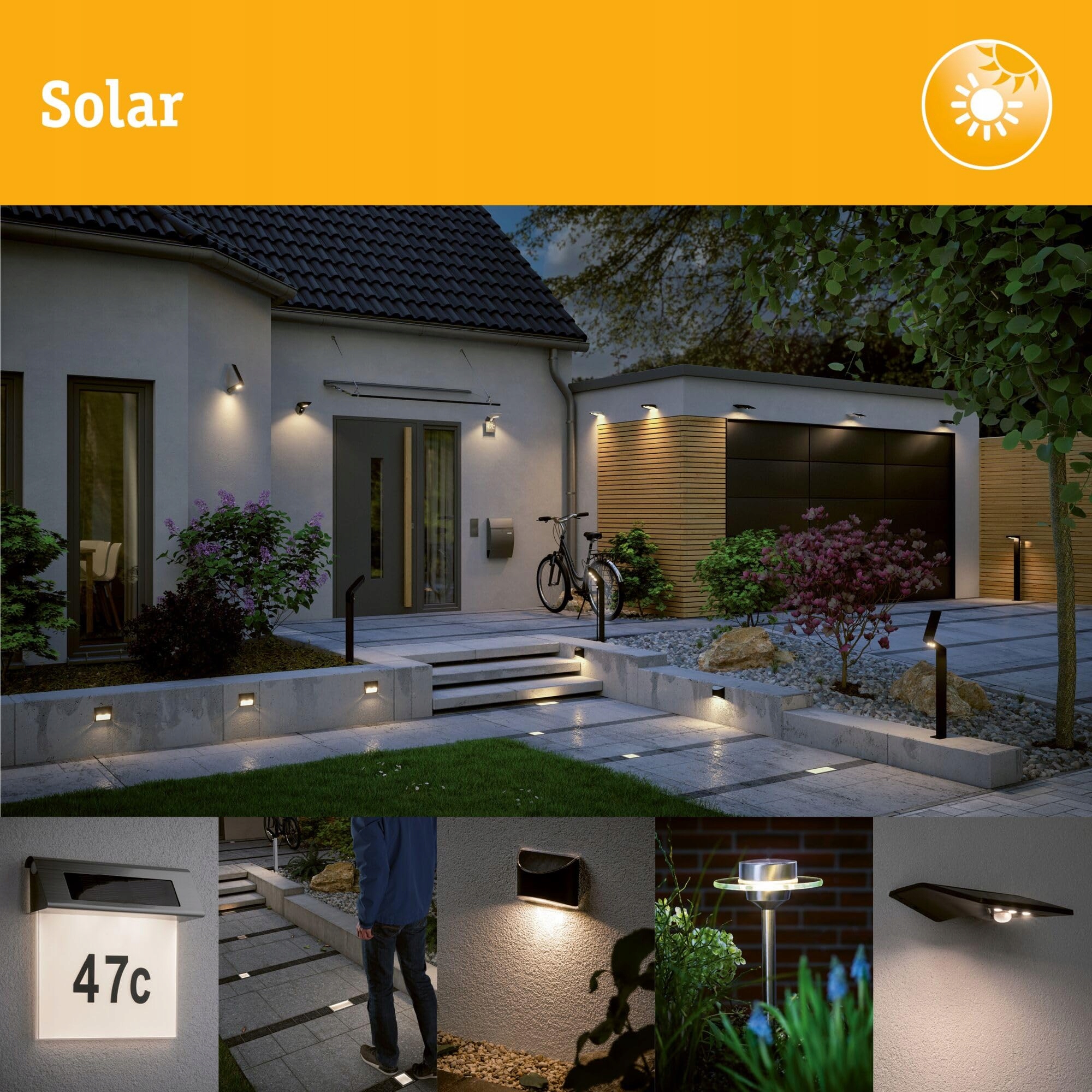 PAULMANN LED Solar Lampa Zewnętrzna Marisol Czarna z Czujnikiem Ruchu — miniatura 9