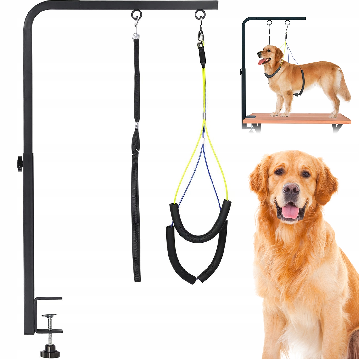Levně Regulovatelný Groomerský Stojan Pro Psa S Úchytem A Smyčkami 78 CM