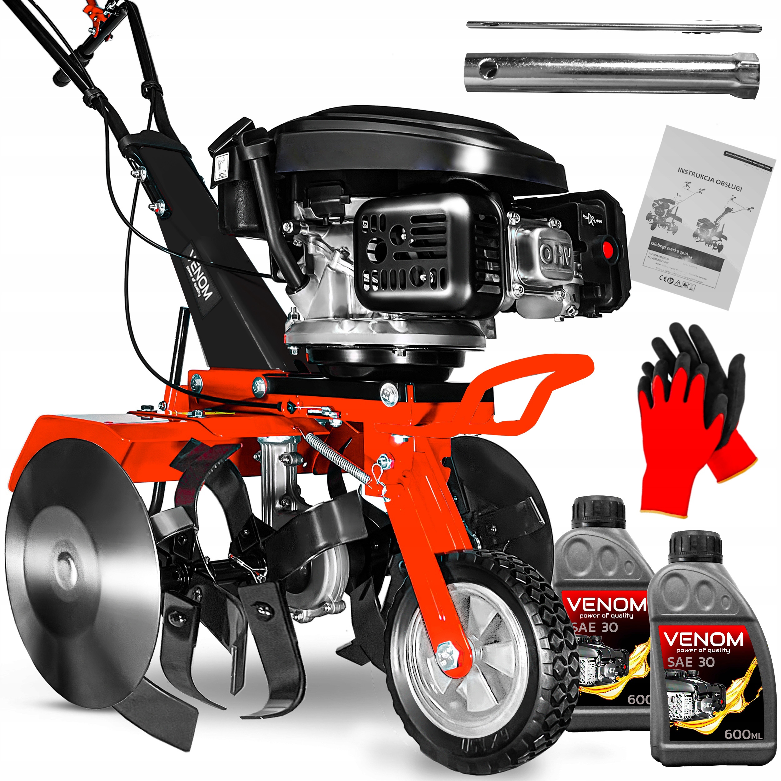 ŽEMĖS DIRBIMO MAŠINA BENZININIS 60CM GALIŲ MOTORAS LONCIN 166CC PAVAROS DISKAS STABILUS