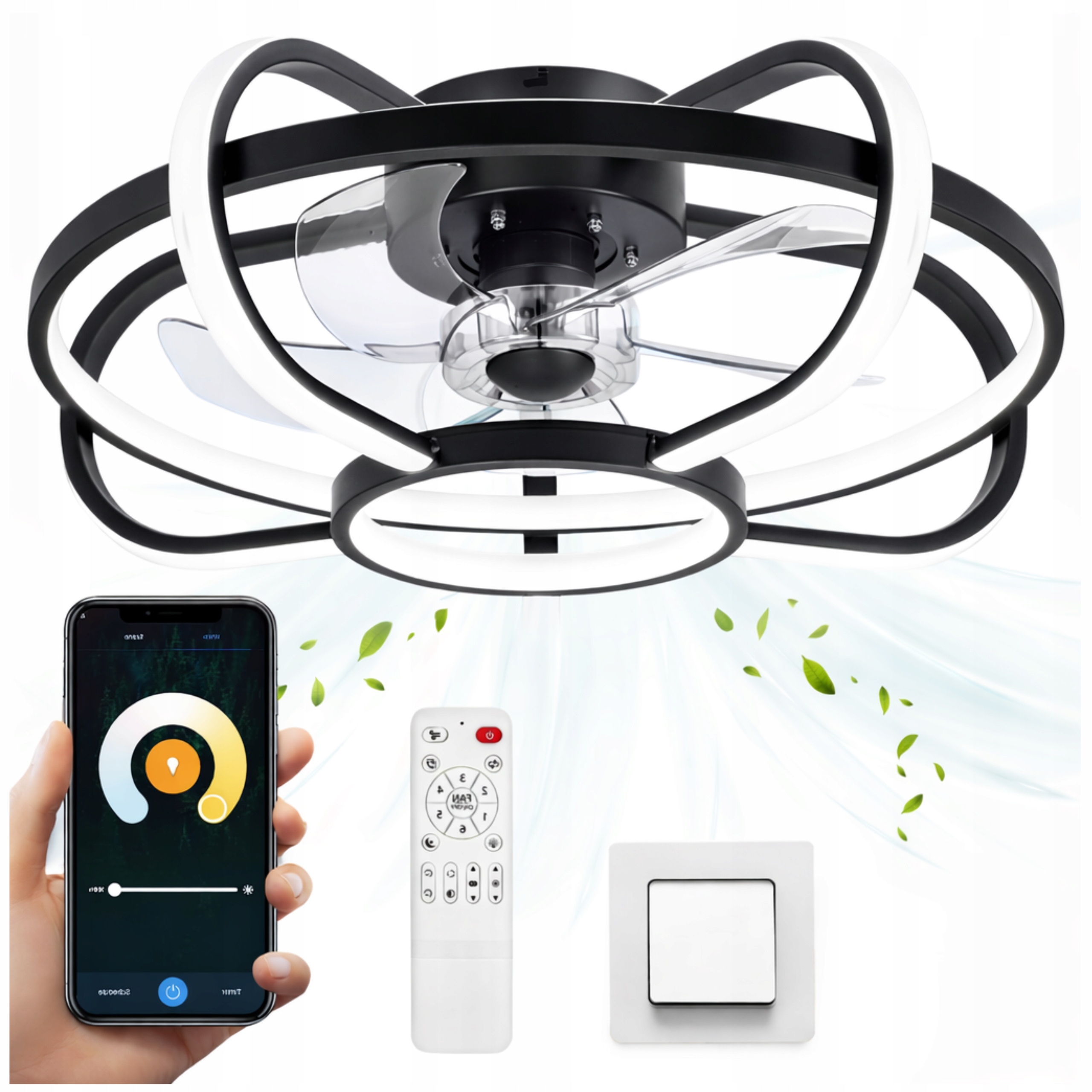 Stropní ventilátor Lustr Ventilátor Moderní stropní svítidlo Led Dálkový Ovladač