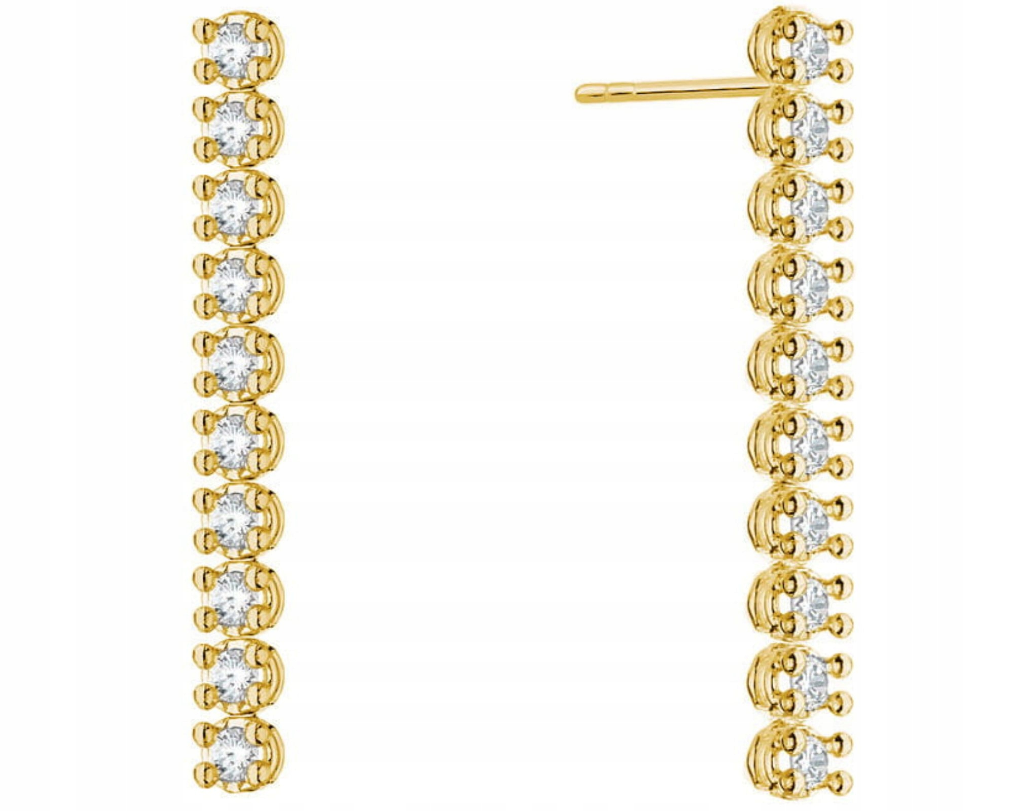 Žluté Zlato Náušnice S Brilianty Závěsné Gravírování 585 Bonus Dárek