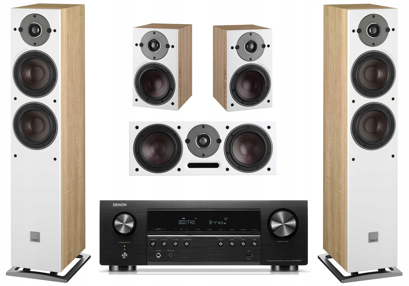 ДАЛИ Оберон яскравий ДУБ, кінотеатр 5.0 з DENON AVC-s660h