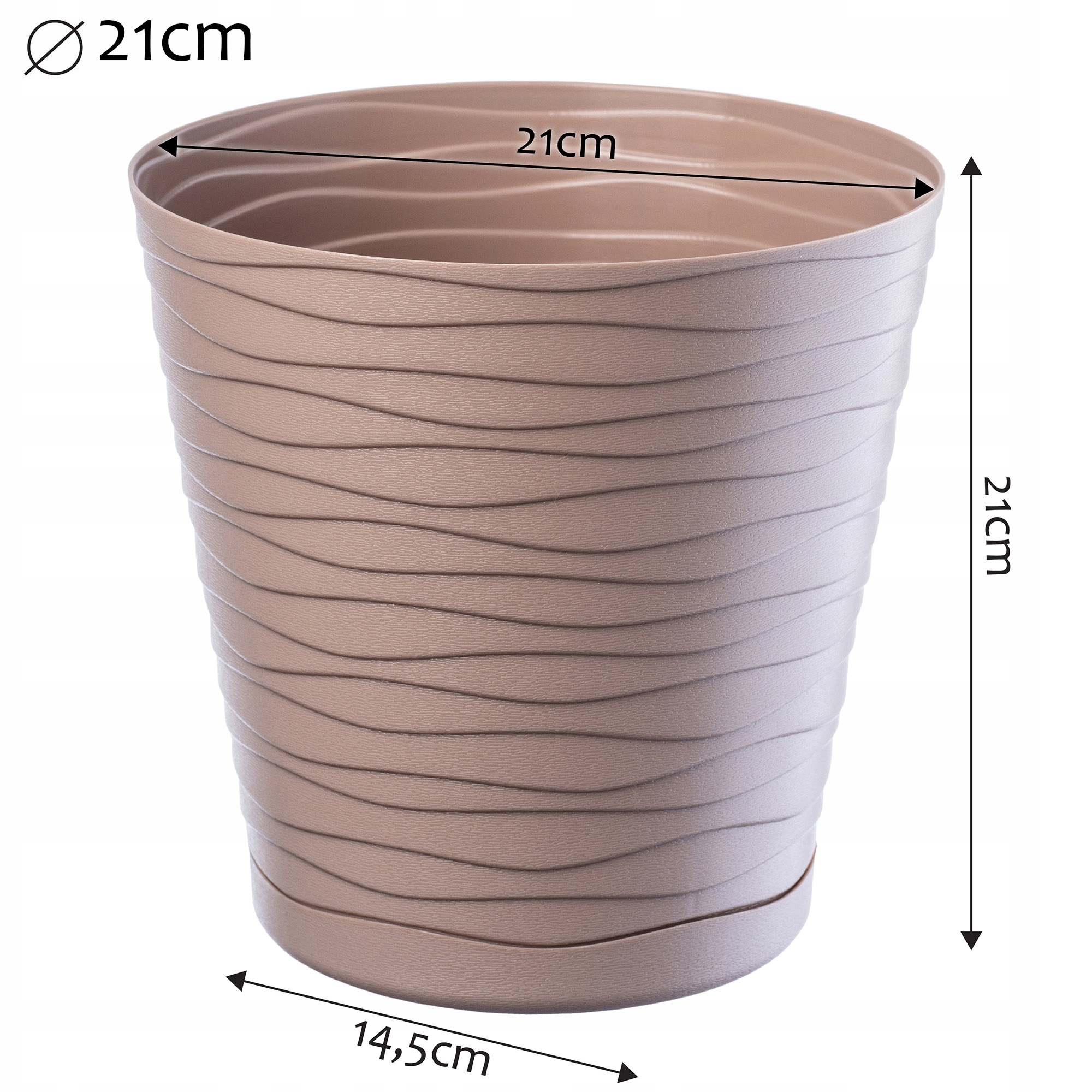 DONICZKA DONICA NA KWIATY 21 cm OSŁONKA Z PODSTAWKĄ KWIETNIK PLASTIKOWA Marka Kadax