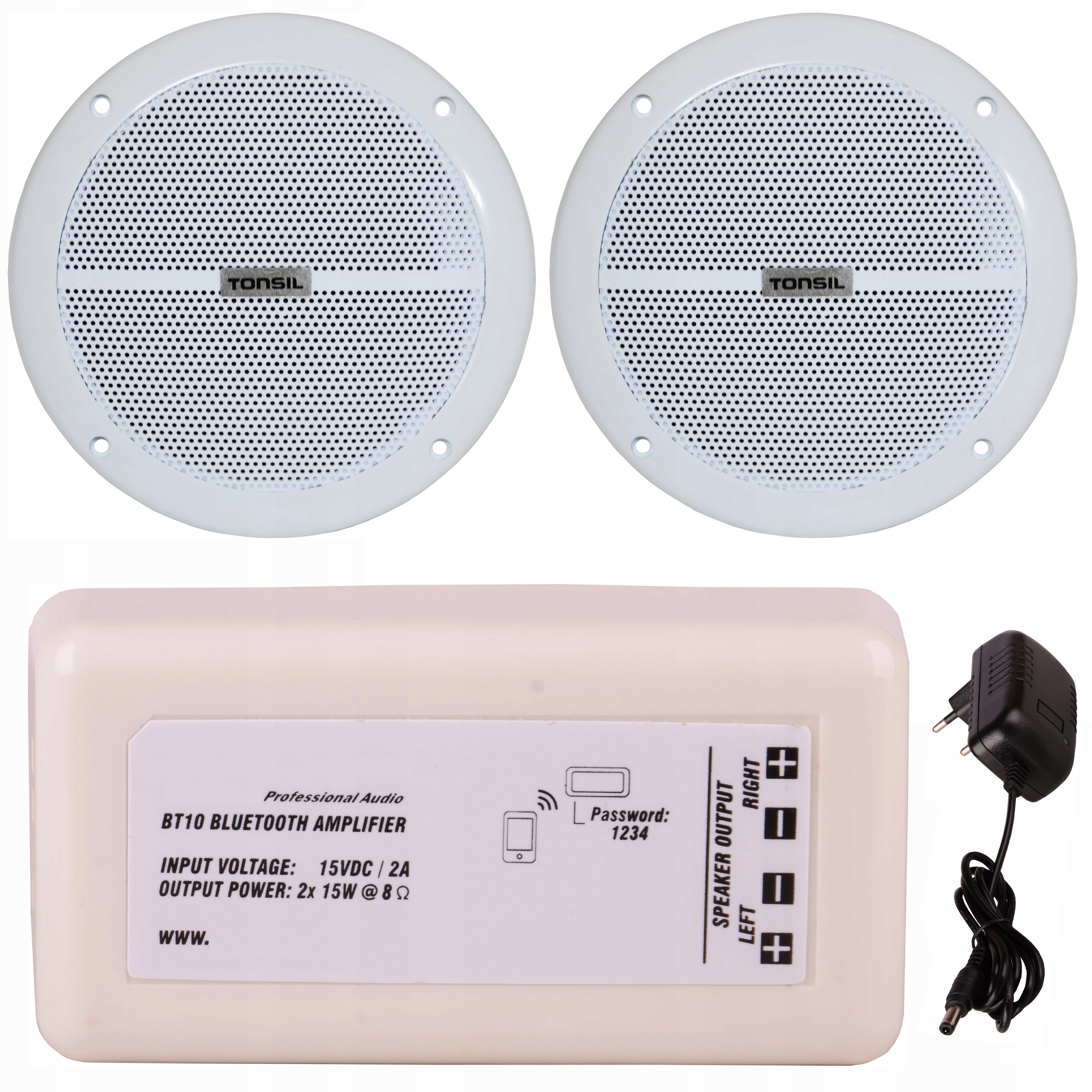 Set: 2x stropní reproduktor Zgsu 16/2 Dr audio zesilovač Tonsil WS-20 Bt