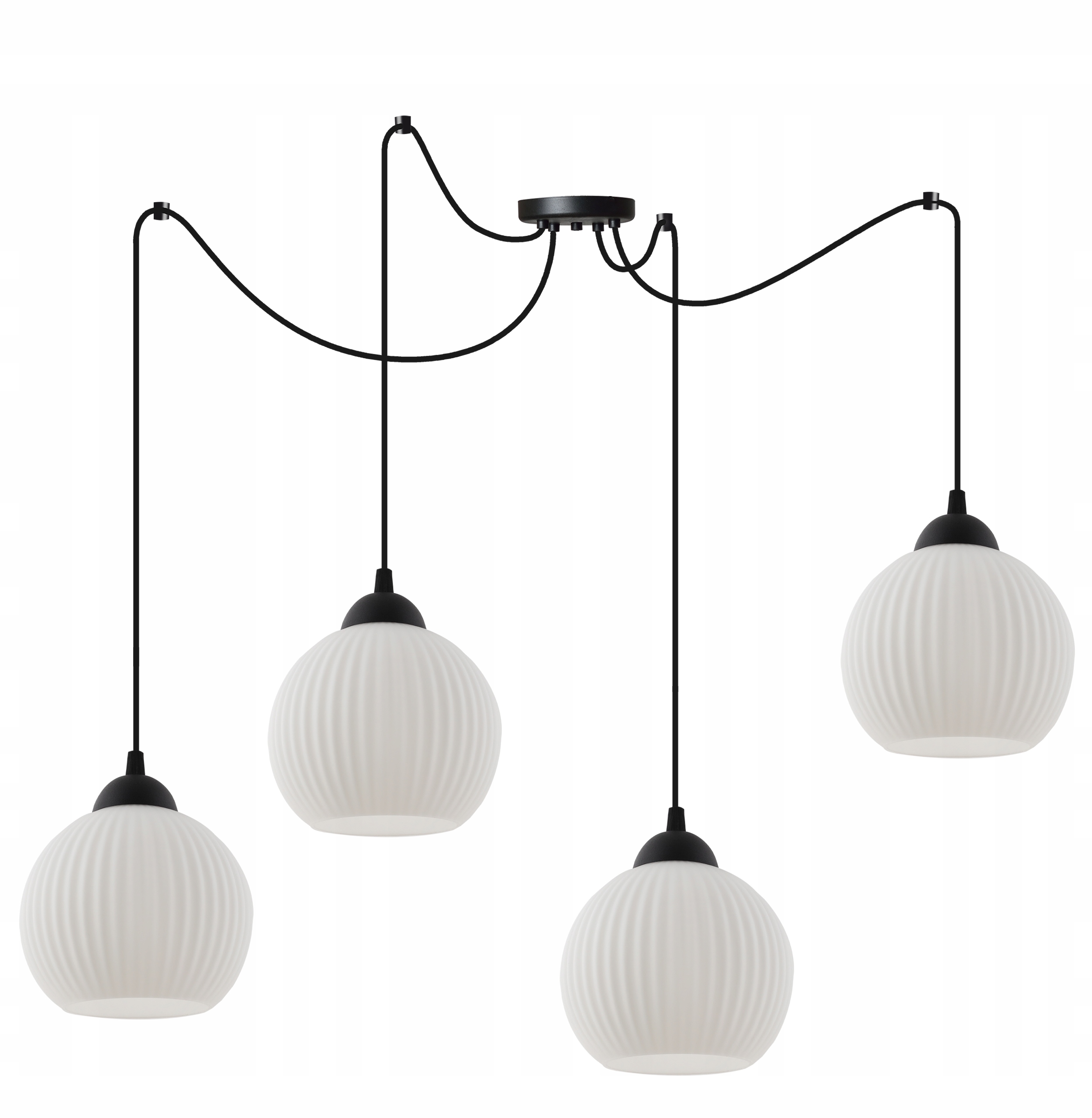 Závěsné Stropní Svítidlo Lustr Pavouk Rýhované Bílé Koule Do Obývacího Pokoje