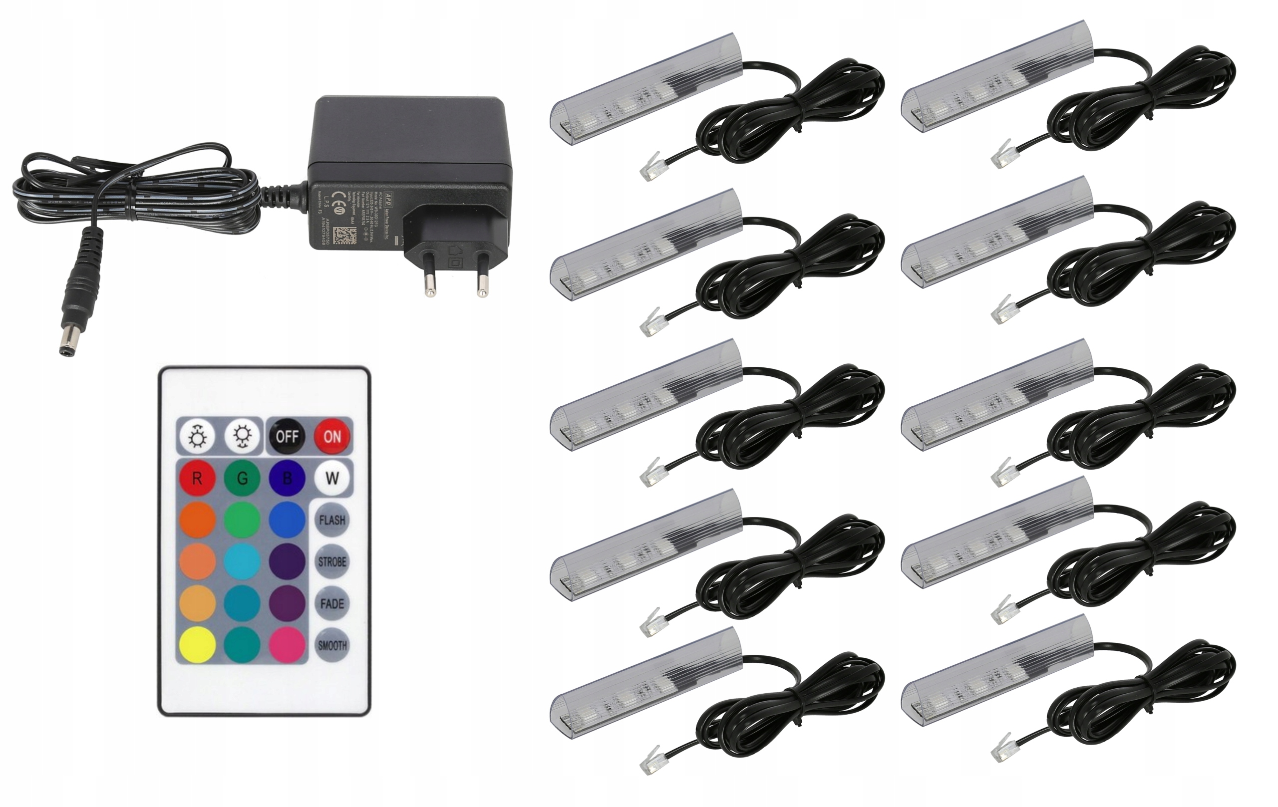 

10x klipsy Led Rgb do półek szyb klips Komplet