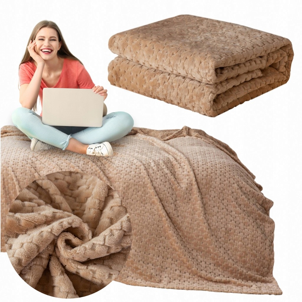 Deka 200x220 Mikrofibra Lisovaná Plyšová měkká přikrývka na postel Gediz