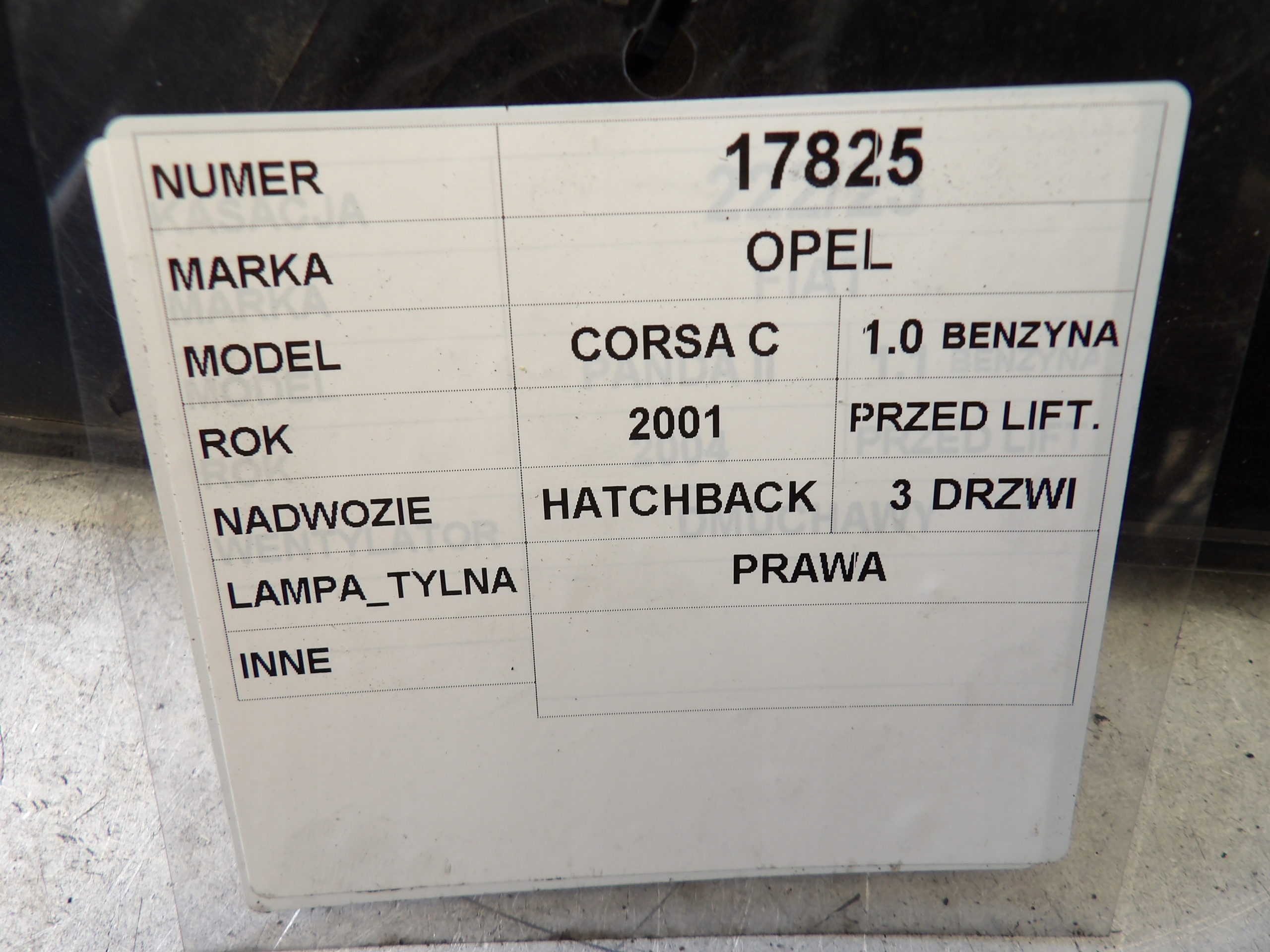 Opel Corsa C light rear right 89302220 HB 3D