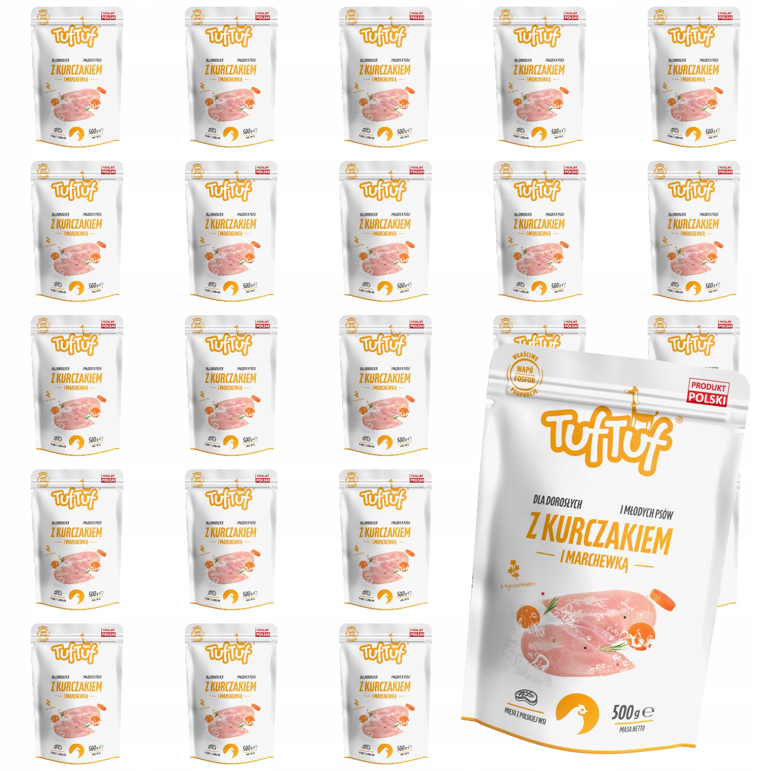 Levně Vlhké Krmivo Pro Psa TufTuf Sáček Mleté Kuře Mrkev 24 x 500 g