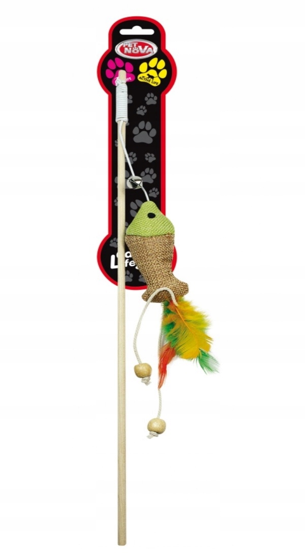 

Pet Nova zabawka Wędka z Rybką I Piórkami 40 cm