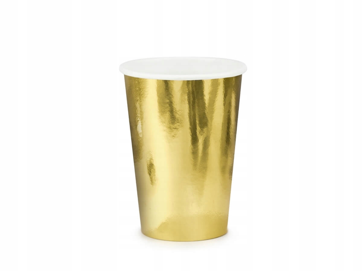 Kubeczki złote 220ml 6szt Party Urodziny Materiał papier