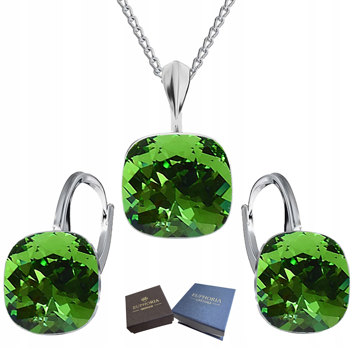 Sada Náušnice , náhrdelník s přívěskem, Dárek Stříbro 925 pro manželku Čtverec