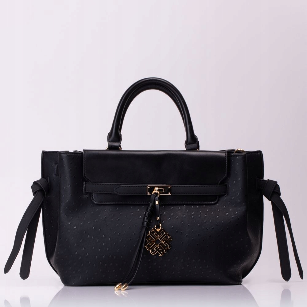 Černá Velká Tříkomorová Taška S Ozdobným Vzorem