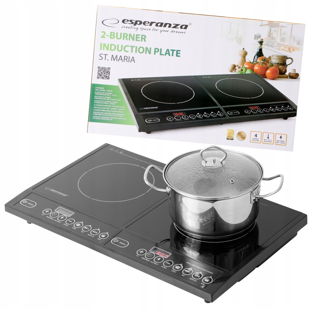 Płyta Indukcyjna Kuchenka Elektryczna Dwa 2 Palniki Przenośna Jakość