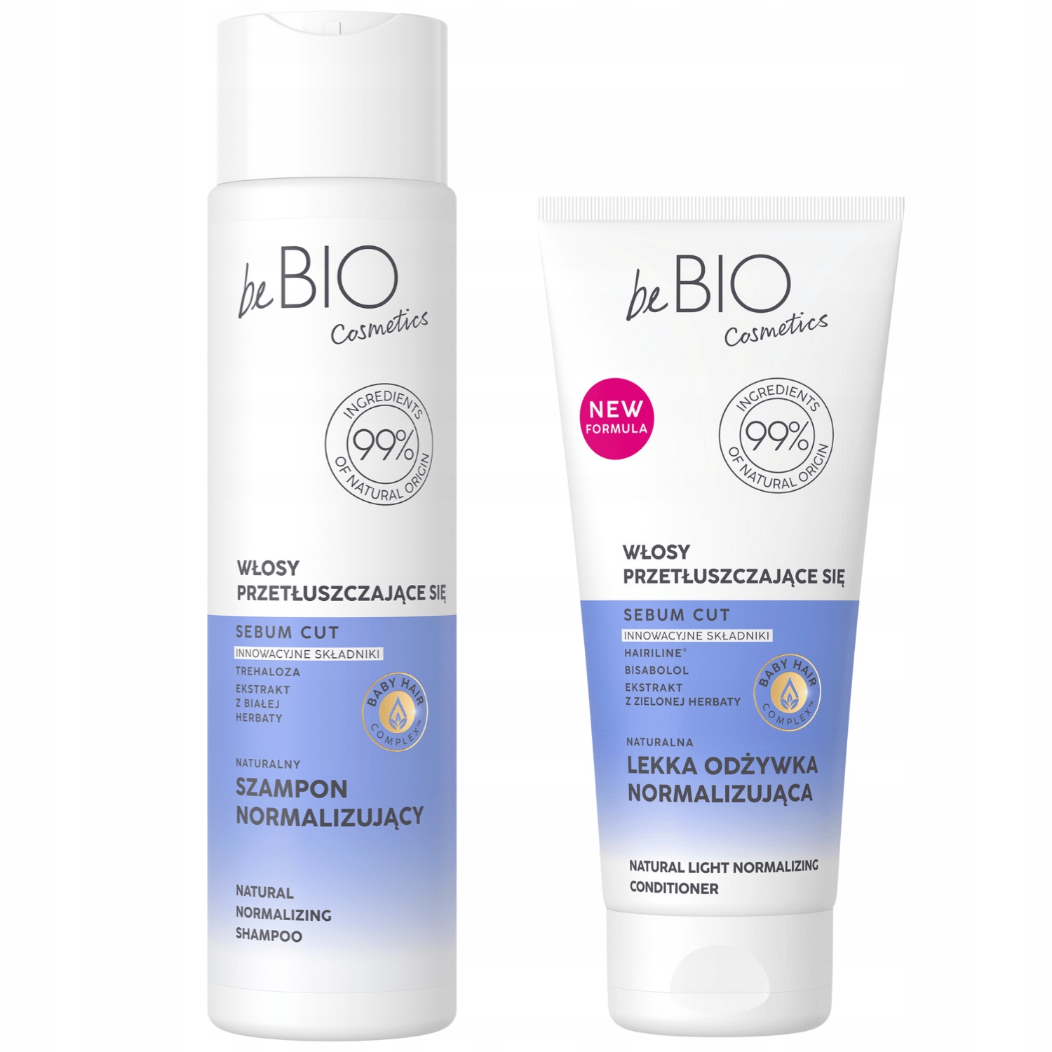 beBIO ZESTAW DO WŁOSÓW PRZETŁUSZCZAJĄCYCH SIĘ SZAMPON 300ML + ODŻYWKA 200ML