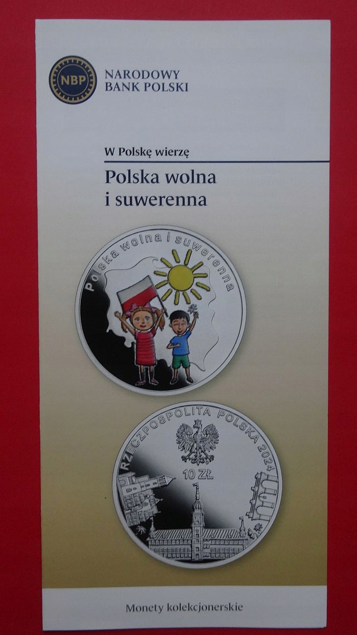 Folder 10 zł 2024 POLSKA WOLNA I SUWERENNA,stan I