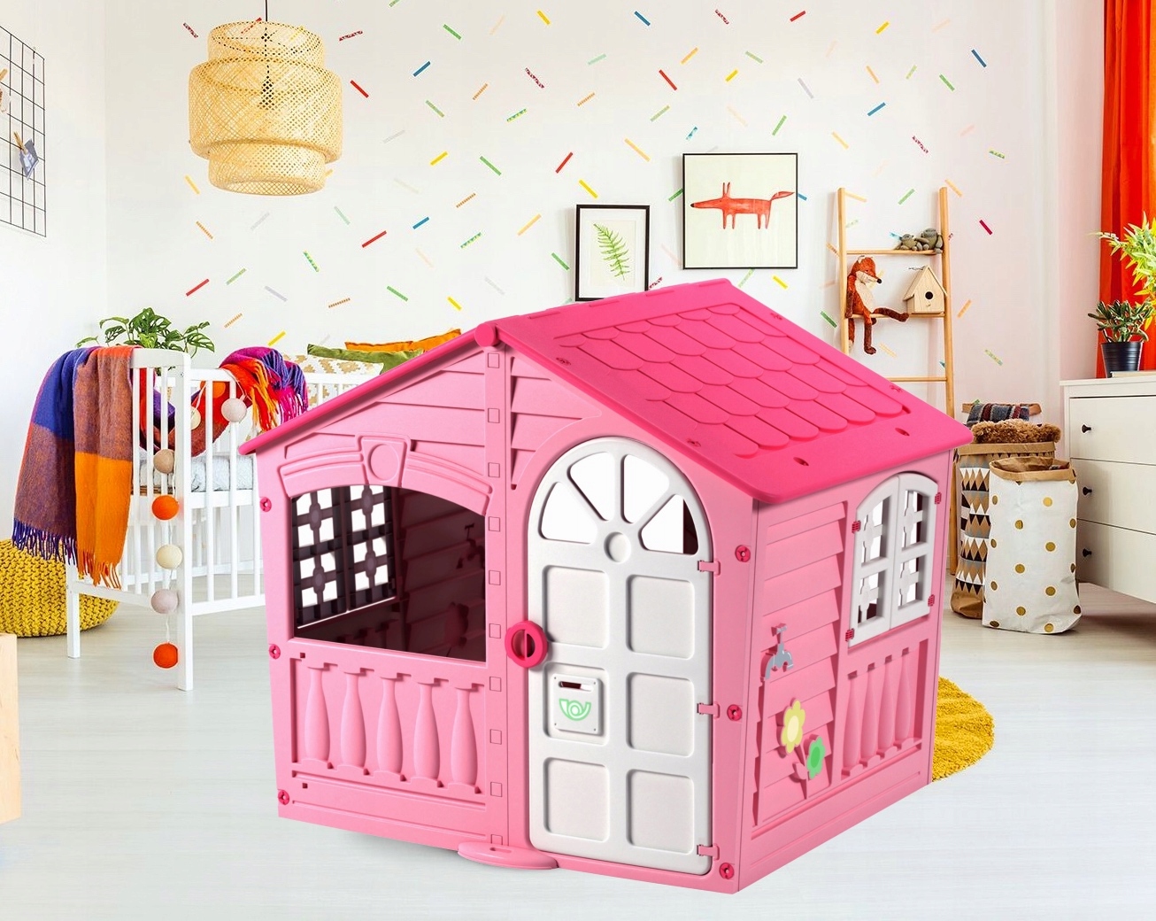 WIELKI DOMEK DLA DZIECI OGRODOWY OTWIERANE OKIENNICE KOLOROWY XXL Producent PalPlay