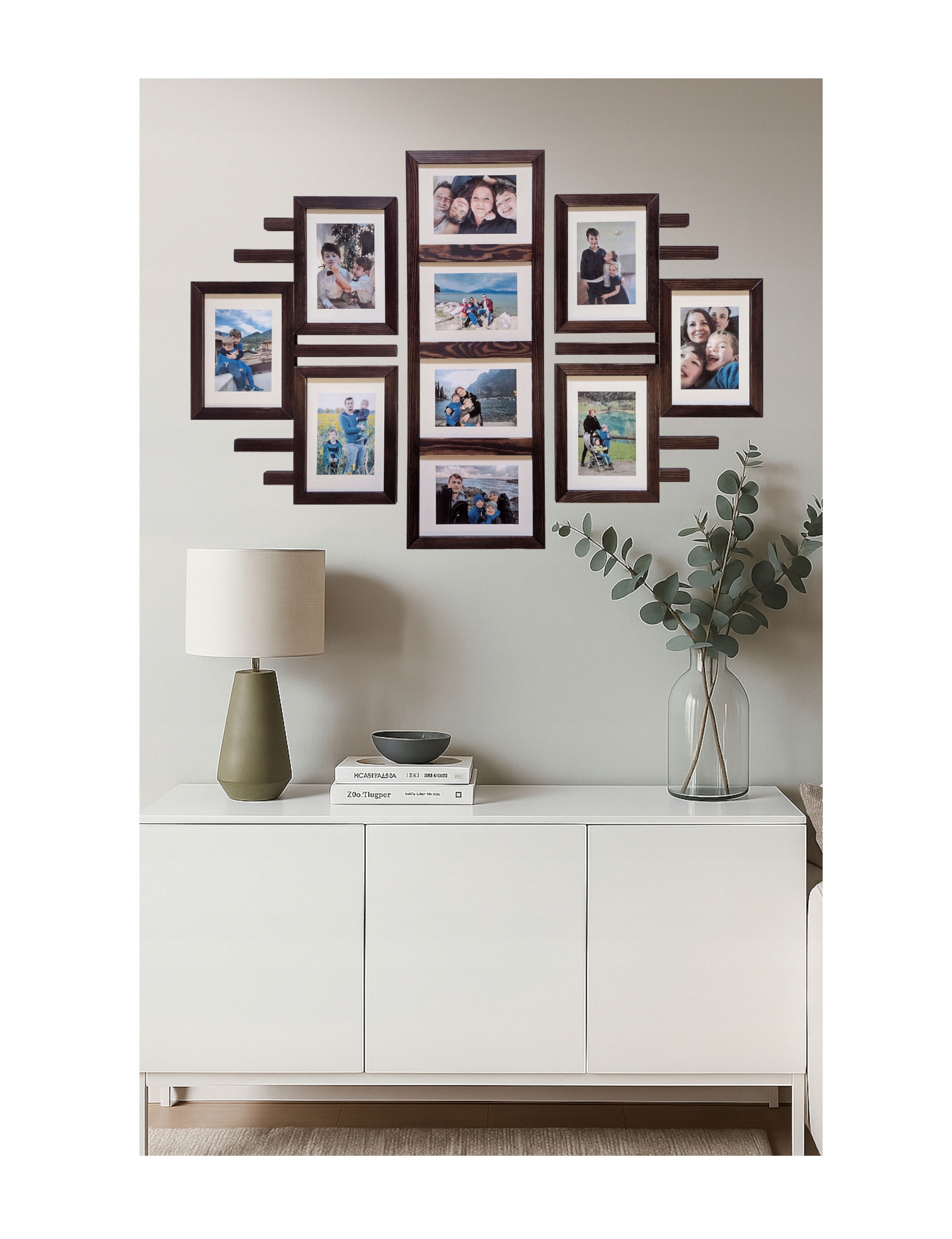 Drevený multirámik na 10 fotografií 15 x 21 cm Galéria nástenná rámik Wenge