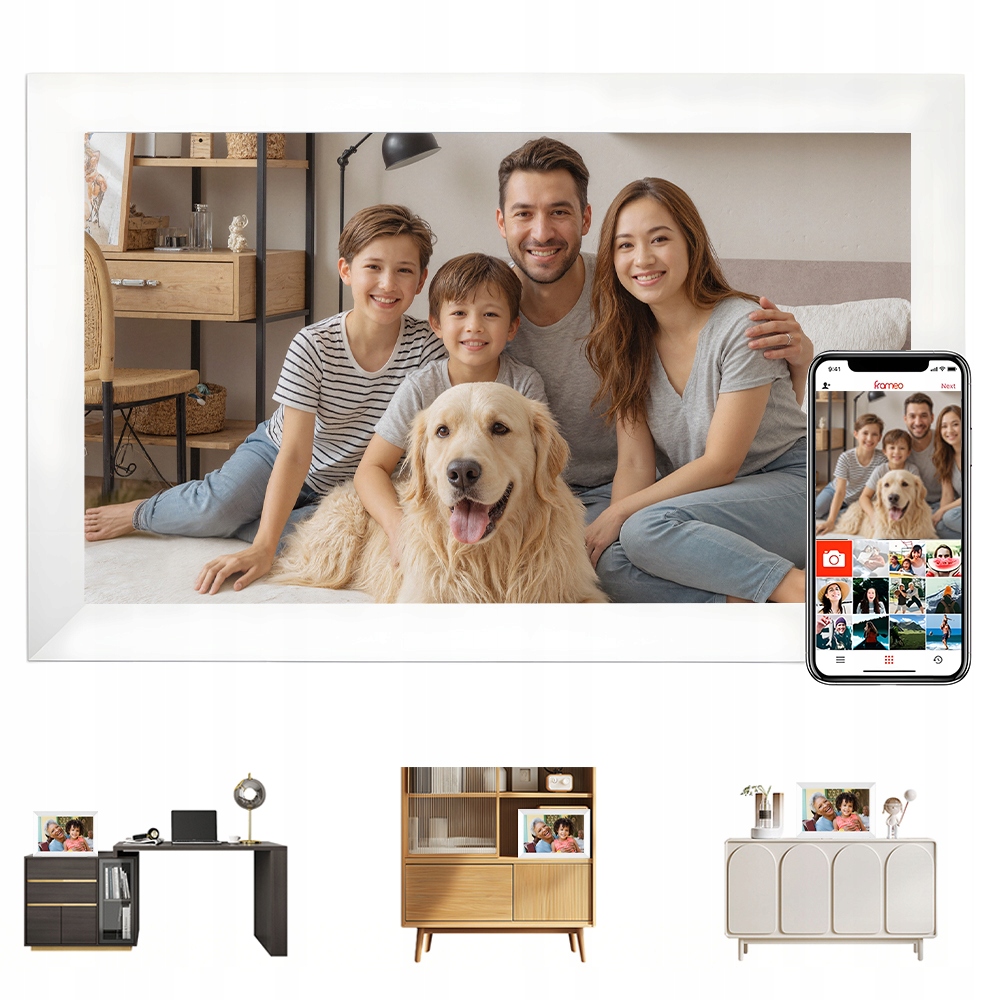 Digitální Rámeček Pro Fotografie 10.1" 1280X800 32GB Rozšiřitelný Až Na 128GB Bílý