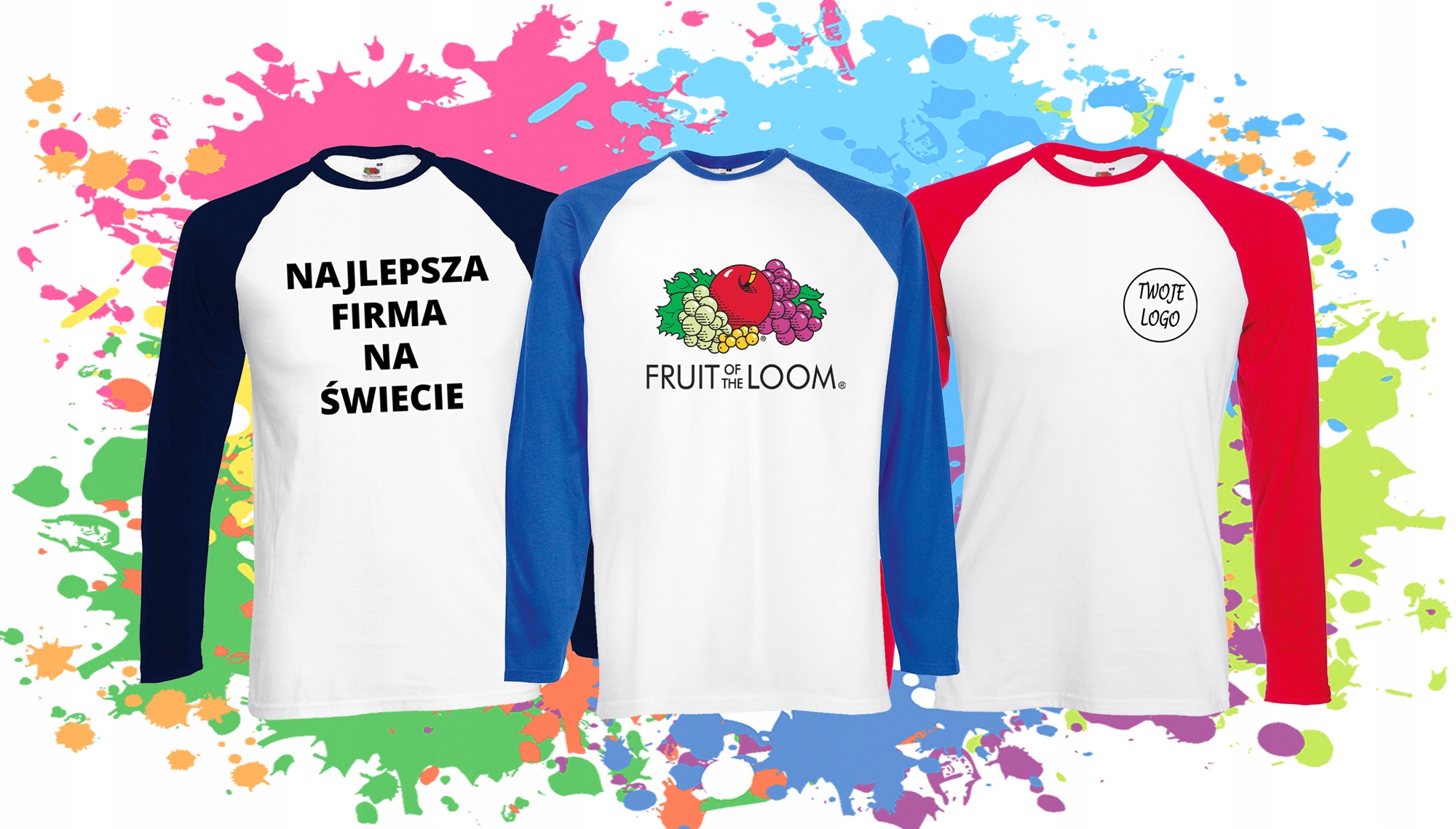 KOSZULKA Z DŁUGIM RĘKAWEM BASEBALL -Fruit- aw L Marka Fruit of the Loom