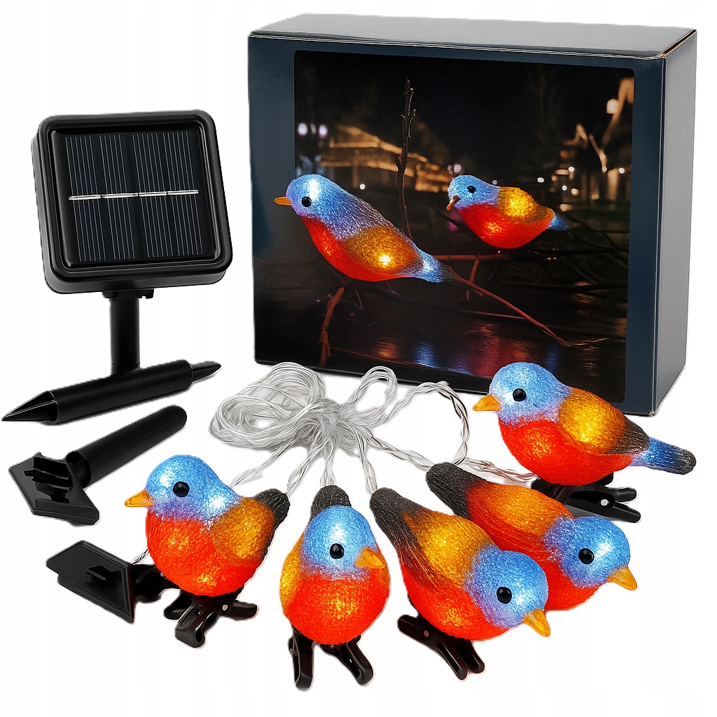 Ptáci Zahradní Solární Lampa Led Ozdoba Ptáci Vrabec Solární Lampy