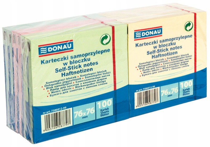 

Bloczek Samoprzylepny Donau, 76x76MM, 12x100 Kart.