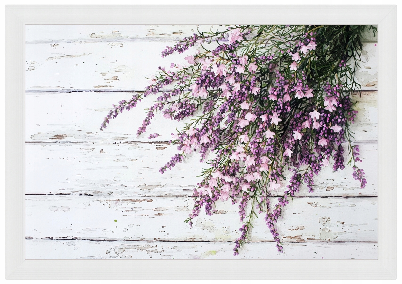 Plakát Rámeček Dřevo Květy Levandule Shabby Chic Vintage Dřevo 60x40