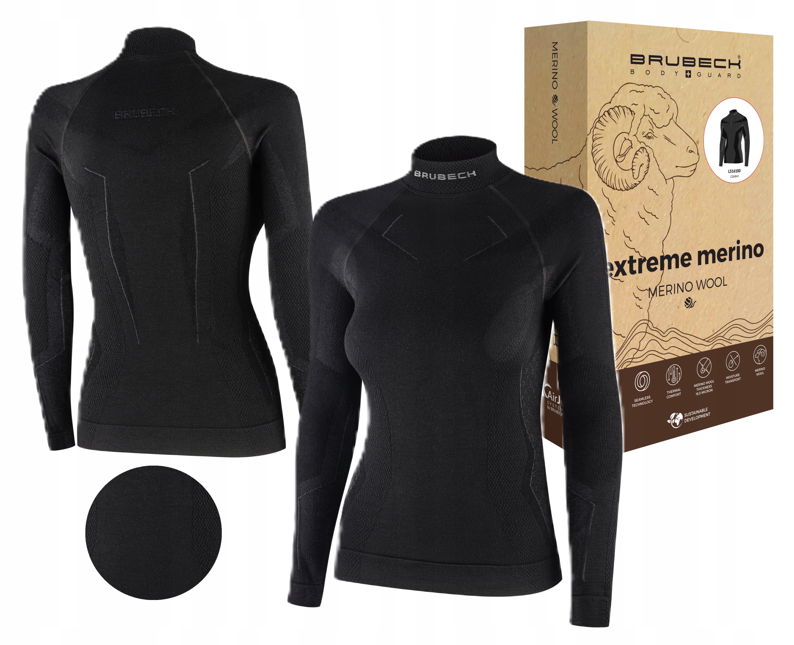 Damska koszulka termoaktywna Wełniana Sportowa Rowerowa Turystyczna Brubeck