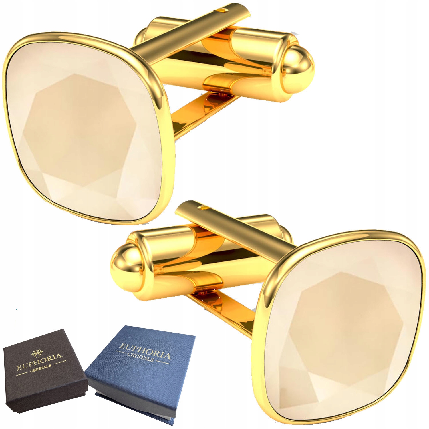 Pozlacené Manžetové knoflíčky Křišťál Stříbro 925 Dárek Na Svatba Krásné