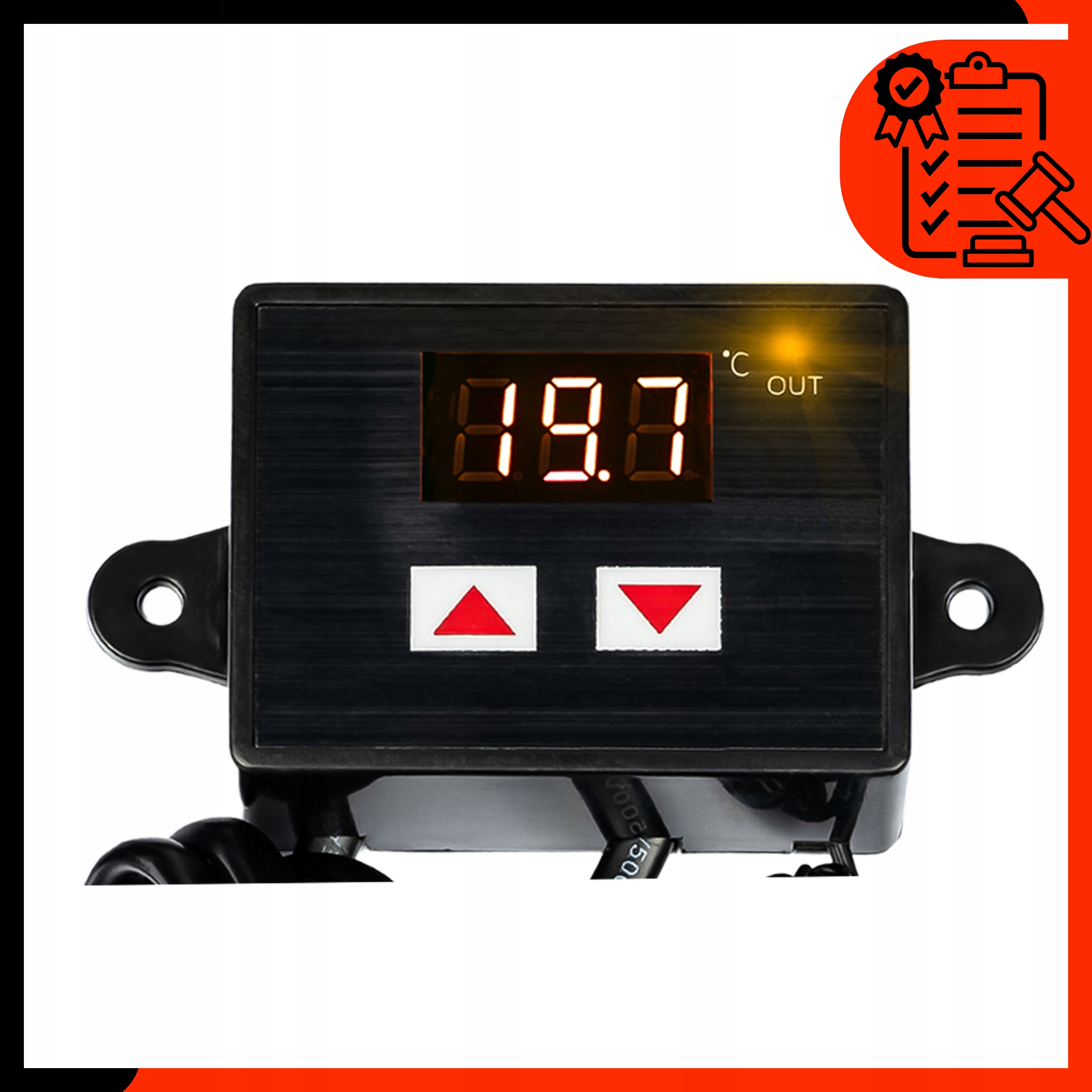 TERMOSTAT ELEKTRONICZNY REGULATOR TEMPERATURY Z GNIAZDKIEM I WTYCZKĄ 230V Informacje o bezpieczeństwie CE WEEE