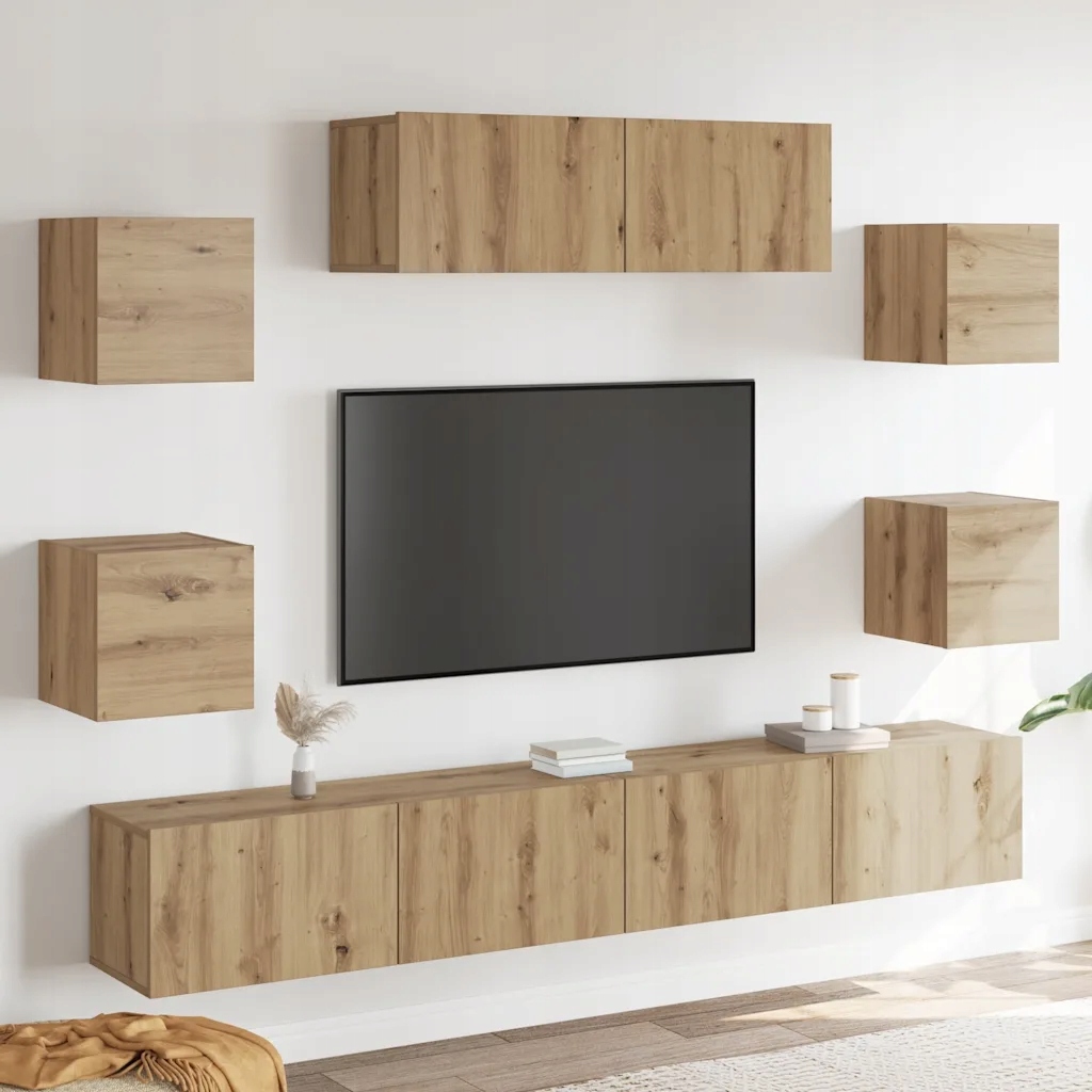 vidaXL 7-cz. zestaw szafek Tv, dąb artisan, materiał drewnopochodny