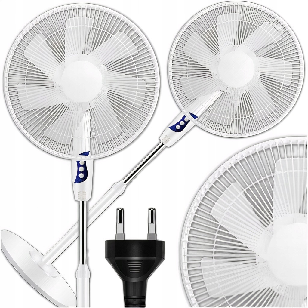 WENTYLATOR STOJĄCY WIATRAK PODŁOGOWY CICHY MOCNY 7 ŁOPATEK 3 TRYBY BIAŁY