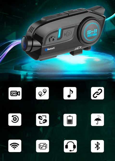 INTERKOM MOTOCYKLOWY KAMERA 2K IMX335 SONY WIFI BT Connection Type Bluetooth