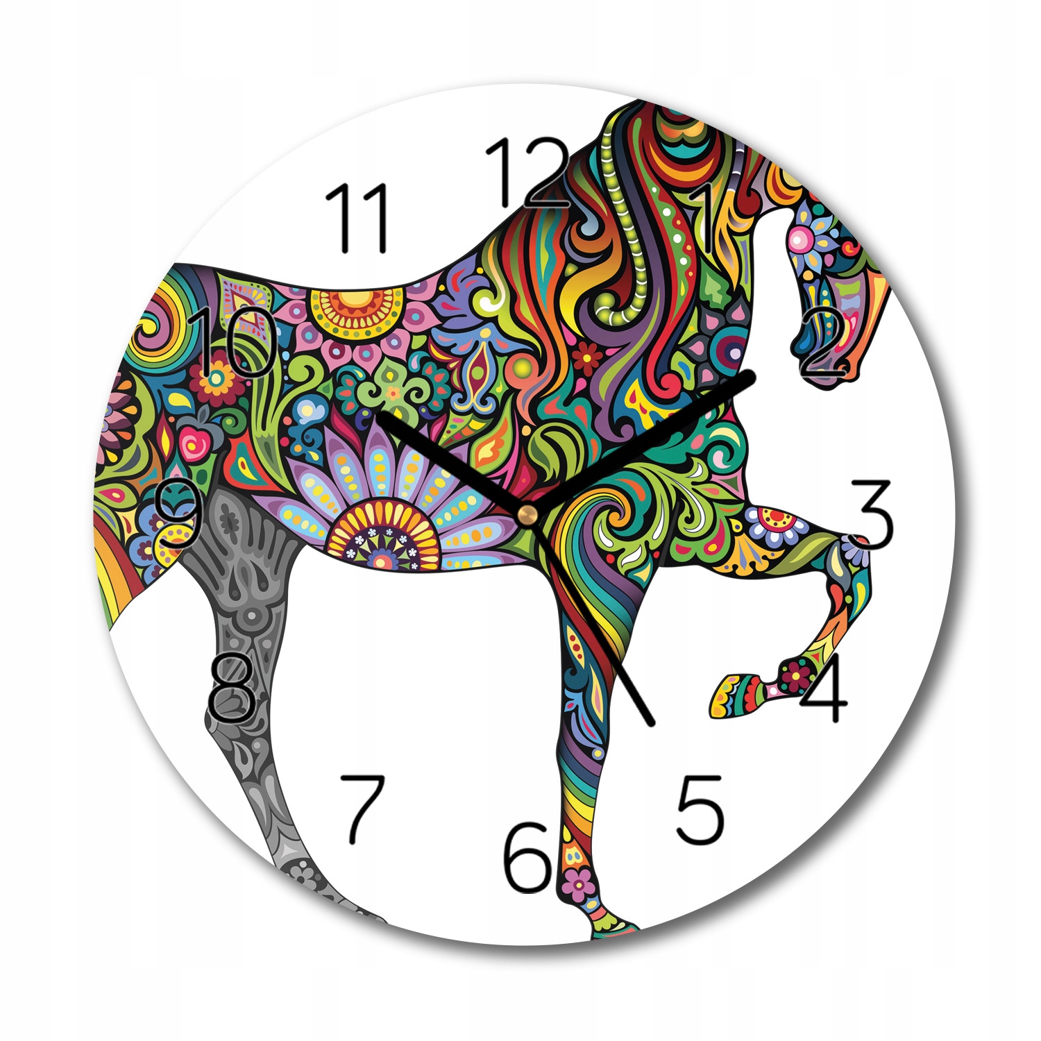 

zegar na szkle Koń kwiaty obrazek z foto fi 30