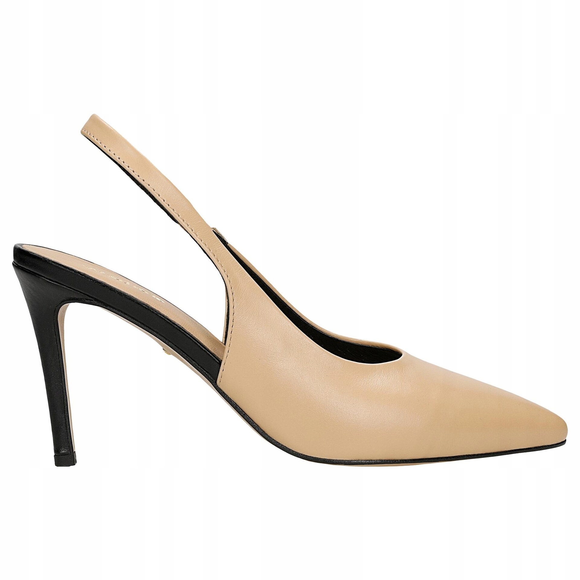 Béžovo-černé dámské lodičky s odkrytou patou, velikost vel.