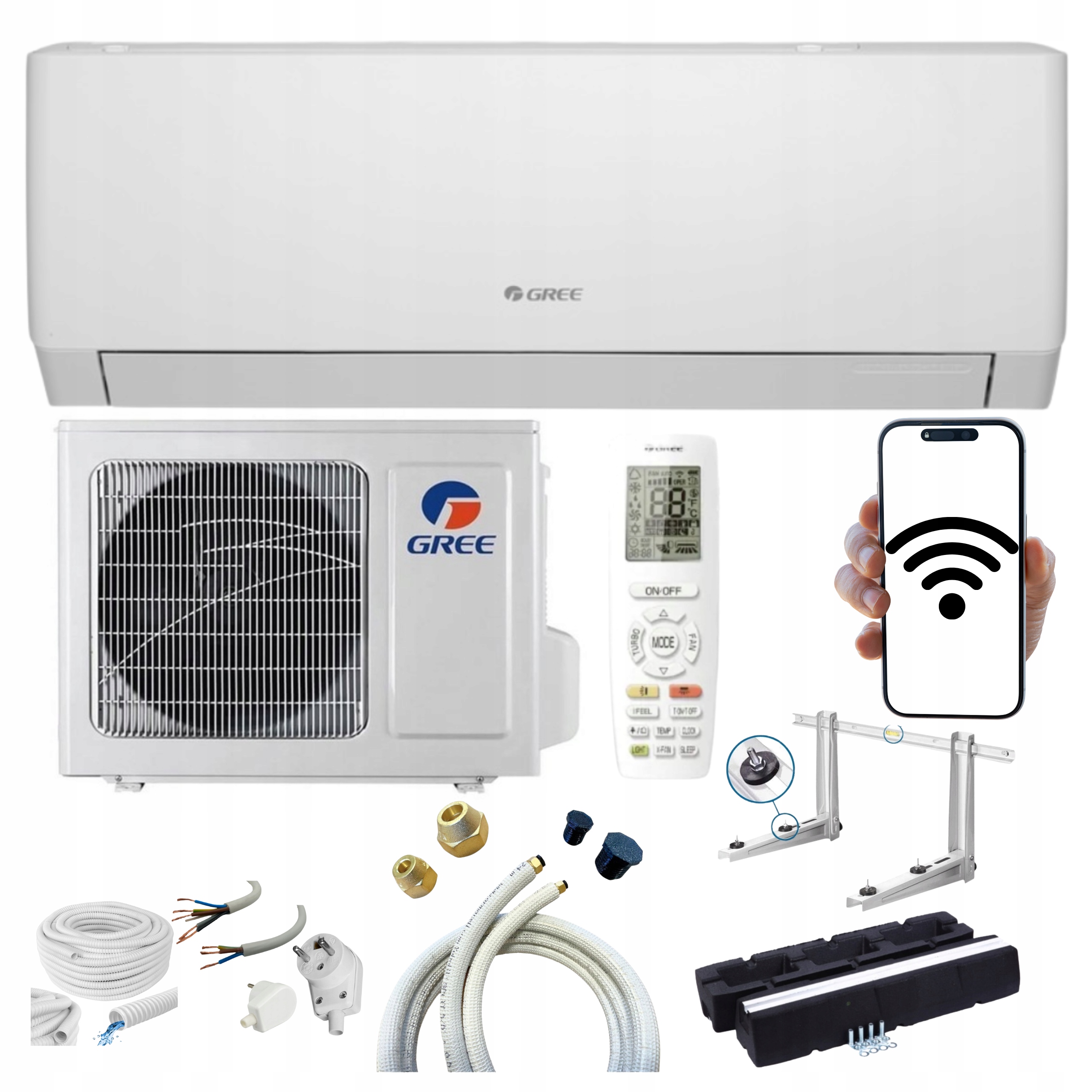 Klimatizácia na stenu Gree Pular 3,2 kW 40 m2 Wifi Súprava Pripravená Na Montáž