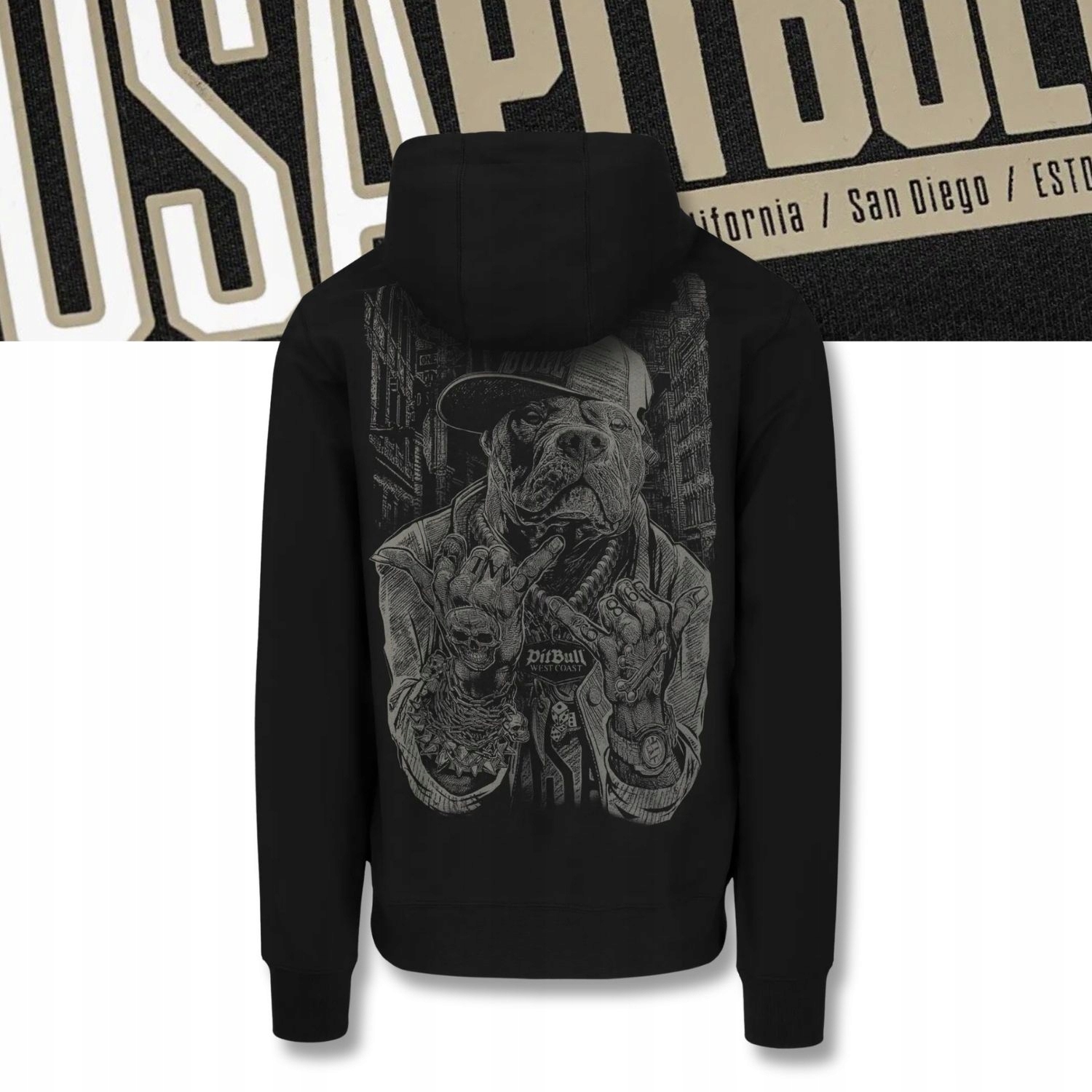 Męska Bluza rozpinana z kapturem Pitbull Usa duży nadruk na plecach XL