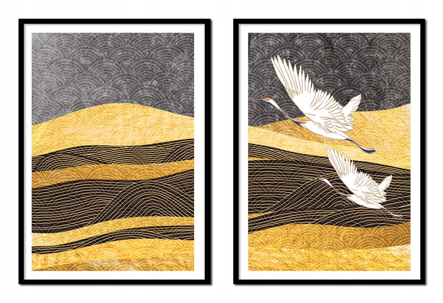 Obraz Plakáty V Rámu 53x73 cm Diptych Sada 2 obrazů Čápi Ptáci P2139