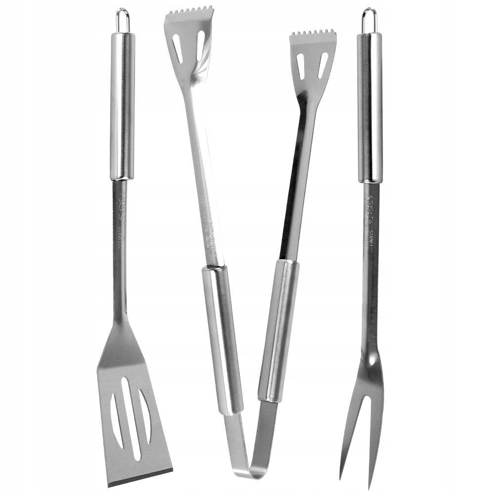 ZESTAW DO GRILLA AKCESORIA DO GRILLA KOMPLET ŁOPATKA SZCZYPCE WIDELEC STAL