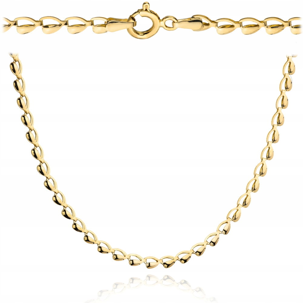 Zlatý náhrdelník 585 se srdíčky, lesklý, bez zirkonů, 45 cm dárek 3.18 g